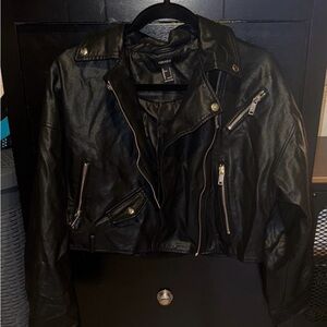 Forever 21 Black Leather Jacket with Metallic Details